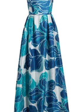 TAHARI ASL Crinkle Floral Gown